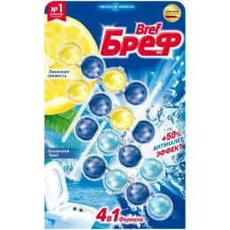 Hojatxona uchun blok Bref Sila aktiv Limonnaya svezhest/Okeanskiy briz, 4х50 g