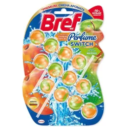 Hojatxona uchun blok Bref Perfume Switch Sochniy persik va yabloko, 2x50 g