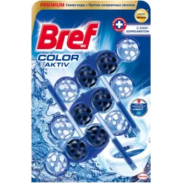 Hojatxona uchun blok Bref Color Activ hlor-komponent bilan, 3x50 g