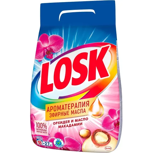 Kir yuvish kukuni Losk Orxideya i Maslo Makadamii, 2,7 kg